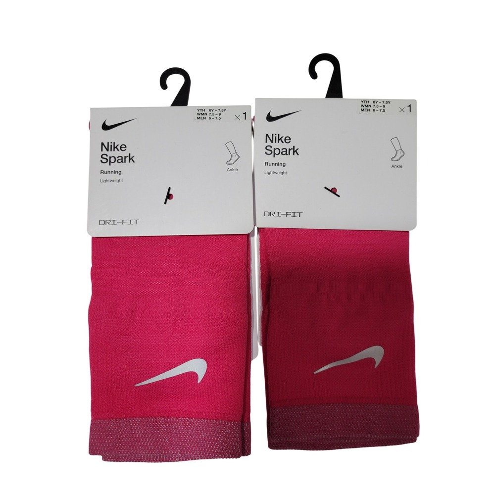 Nike Spark Running Ankle Socks Women 7.5-9 Men 6-7.5 Yth 6Y-7.5Y Reflective Pink
